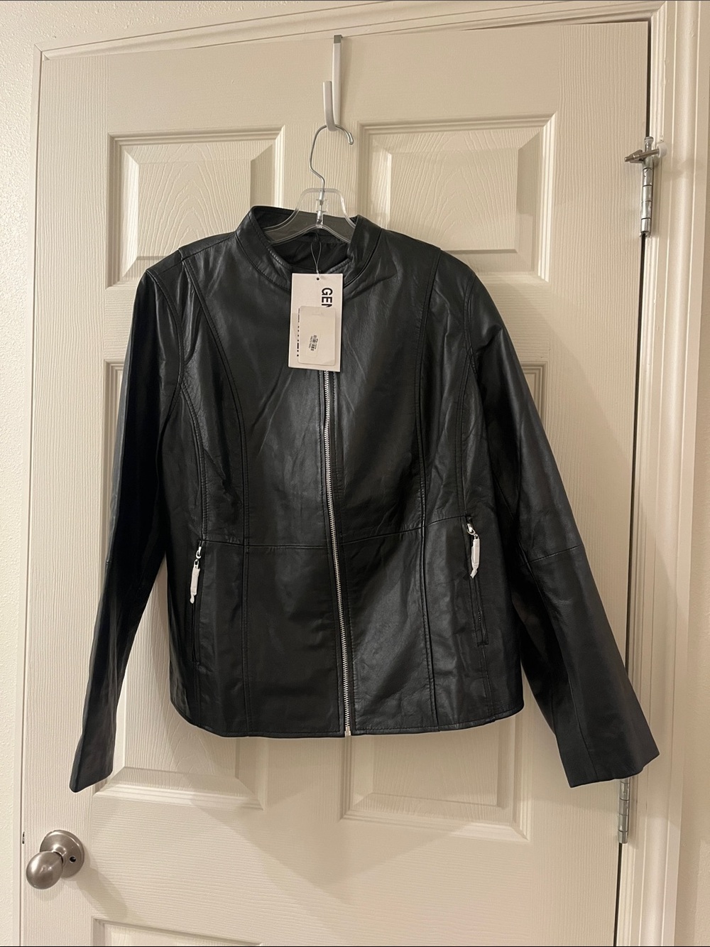 Jessica Black Leather Zip Jacket